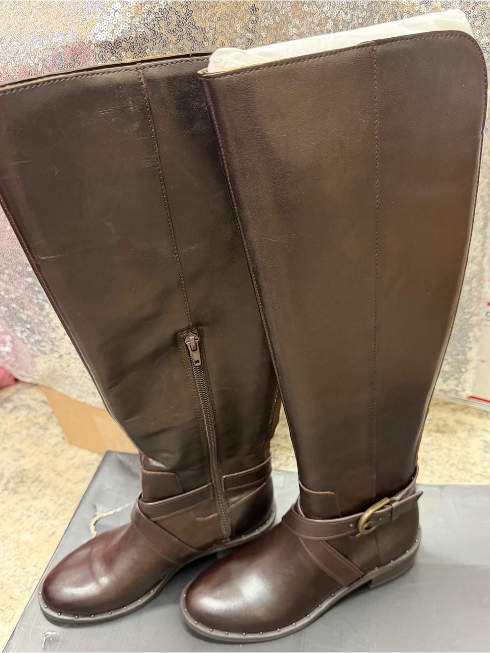 INC International Concepts Women's Tall Riding Boots in Dark Brown